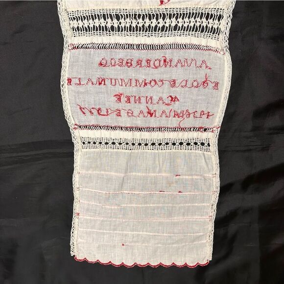 Vintage 1936-37 Belgian Student Handmade Linen Embroidery Needlepoint Sampler - Picture 7 of 11